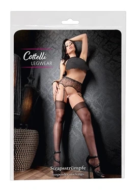 Cottelli Legwear pończochy do pasa czarne gładkie 20 den, rozmiar 5