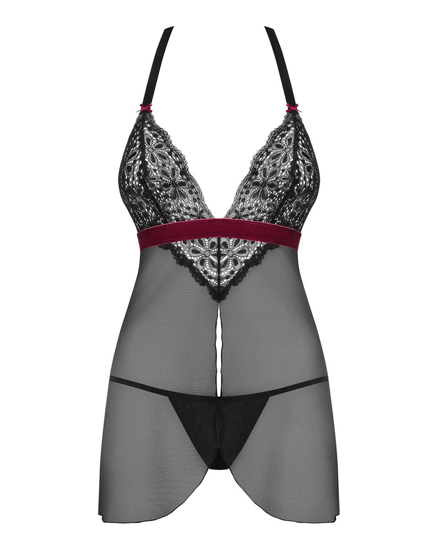Rossita babydoll i stringi czarny - wyjątkowa noc Obsessive