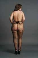 Le Désir Plus Size rajstopy kabaretki z paskami do pończoch, czarne