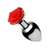 XR Brands Rosebud Plug korek analny aluminiowy z czarną różą, duży
