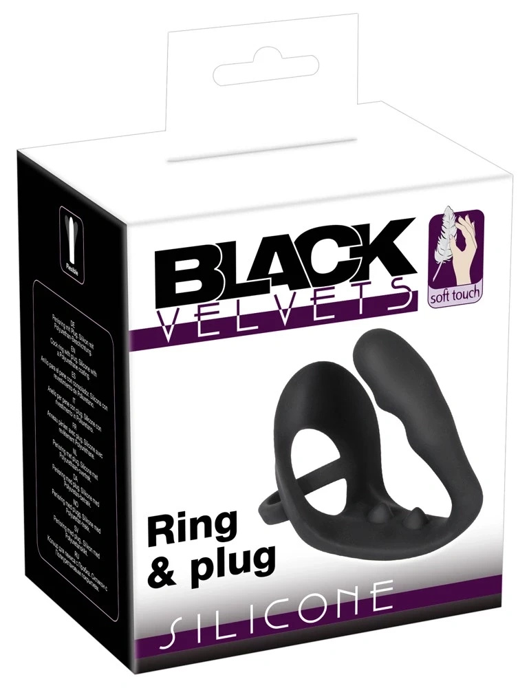 Black Velvets pierścień z korkiem do punktu P, silikonowy, czarny