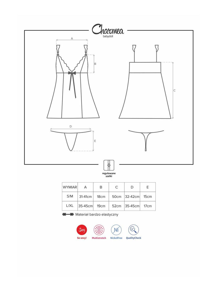Charmea babydoll i stringi - czarne - zjawiskowo kobieca Obsessive