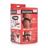XR Brands Master Series pusty strap-on silikonowy z regulowanym paskiem, jasny