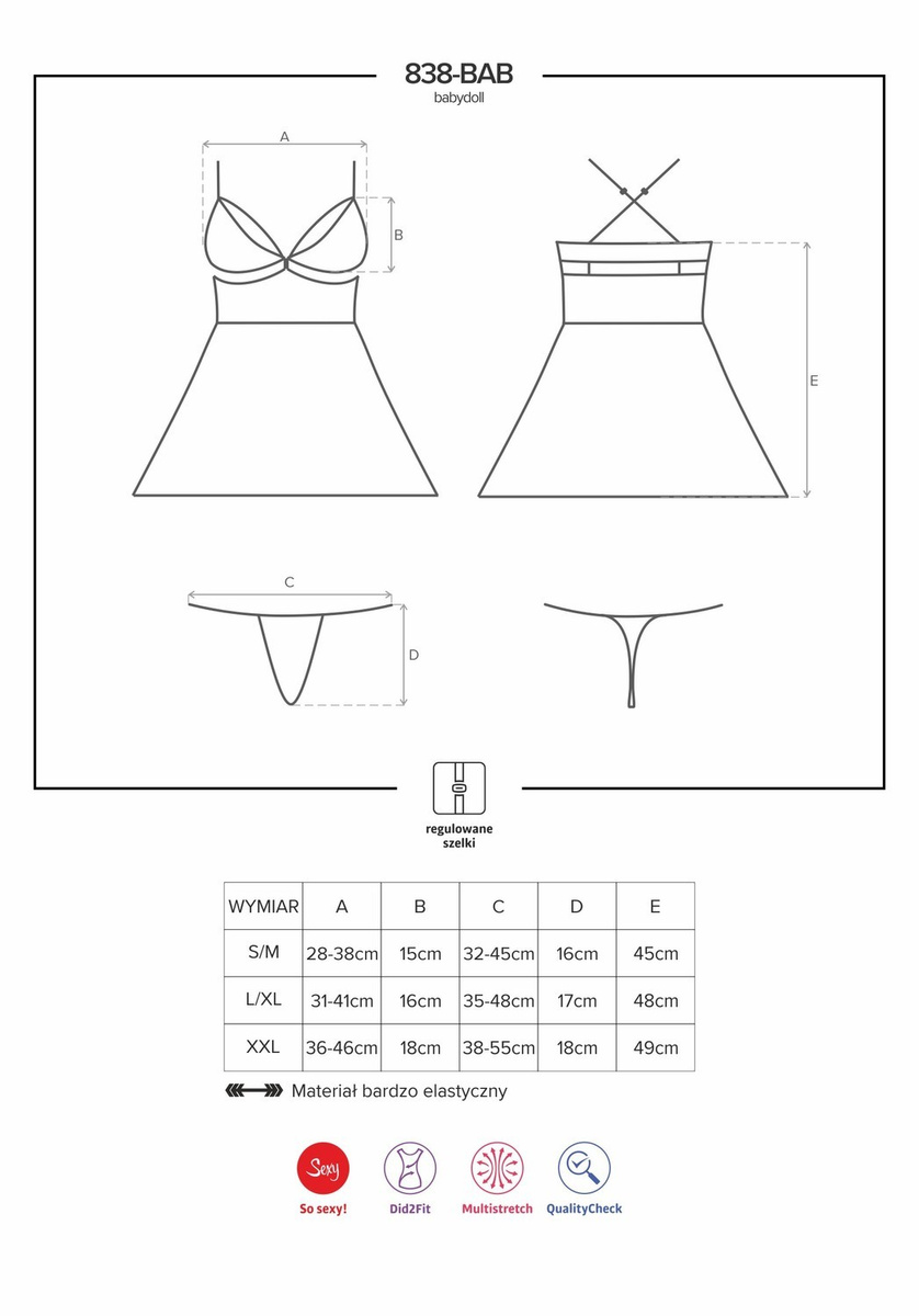 838-Bab-3 Babydoll Ze Stringami Obsessive