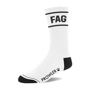 Prowler RED Fag Socks skarpety sportowe z napisem FAG, białe z czarnymi akcentami