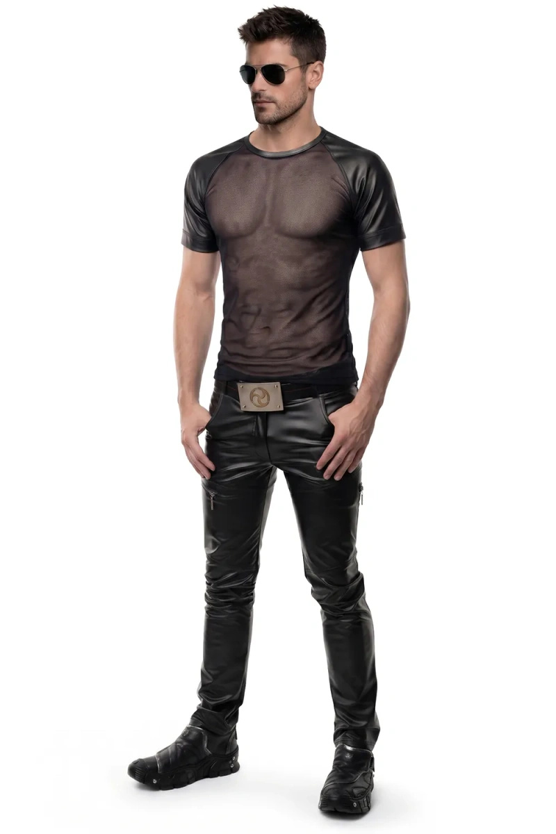 T-shirt Raglan Z Siateczki Z Wykończeniami Wetlook Yans Czarny Regnes