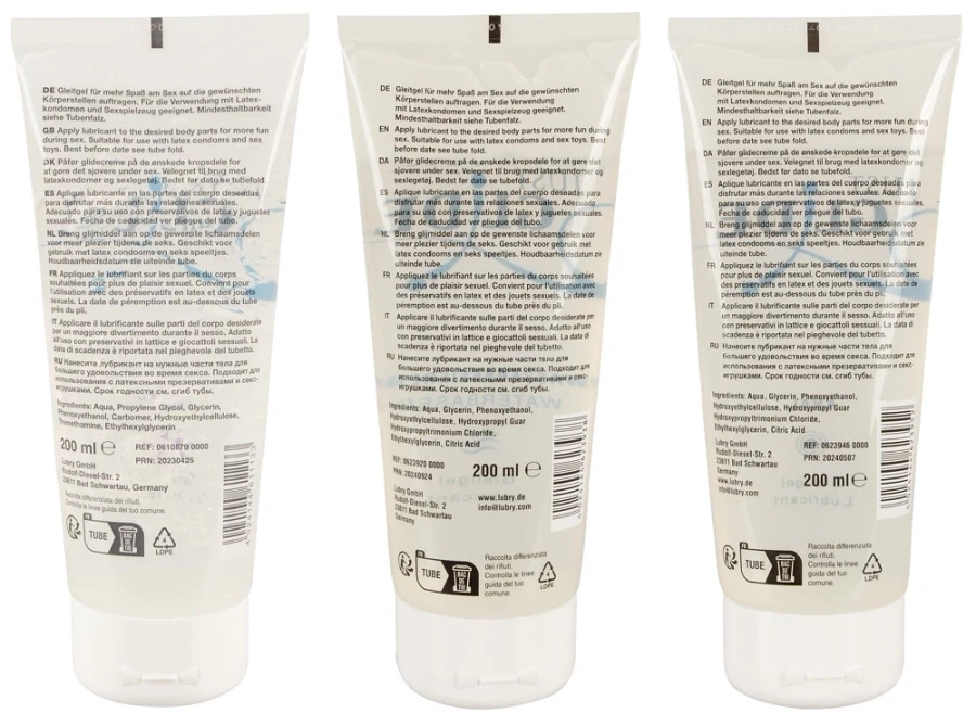 Just Glide zestaw 3 lubrykantów na bazie wody 3 x 200 ml – Anal, Toys, Waterbased