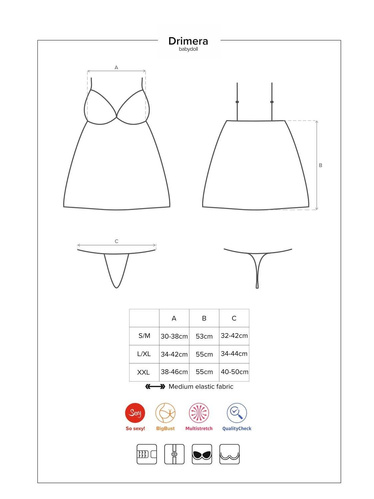Drimera babydoll i stringi niebieskie Obsessive