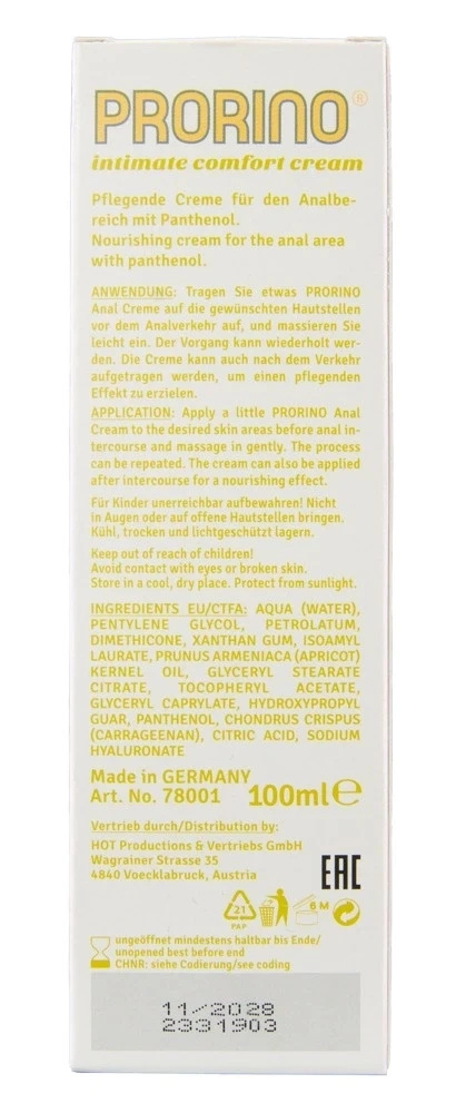 PRORINO Sensitive Anal Comfort krem pielęgnacyjny 100 ml z pantenolem