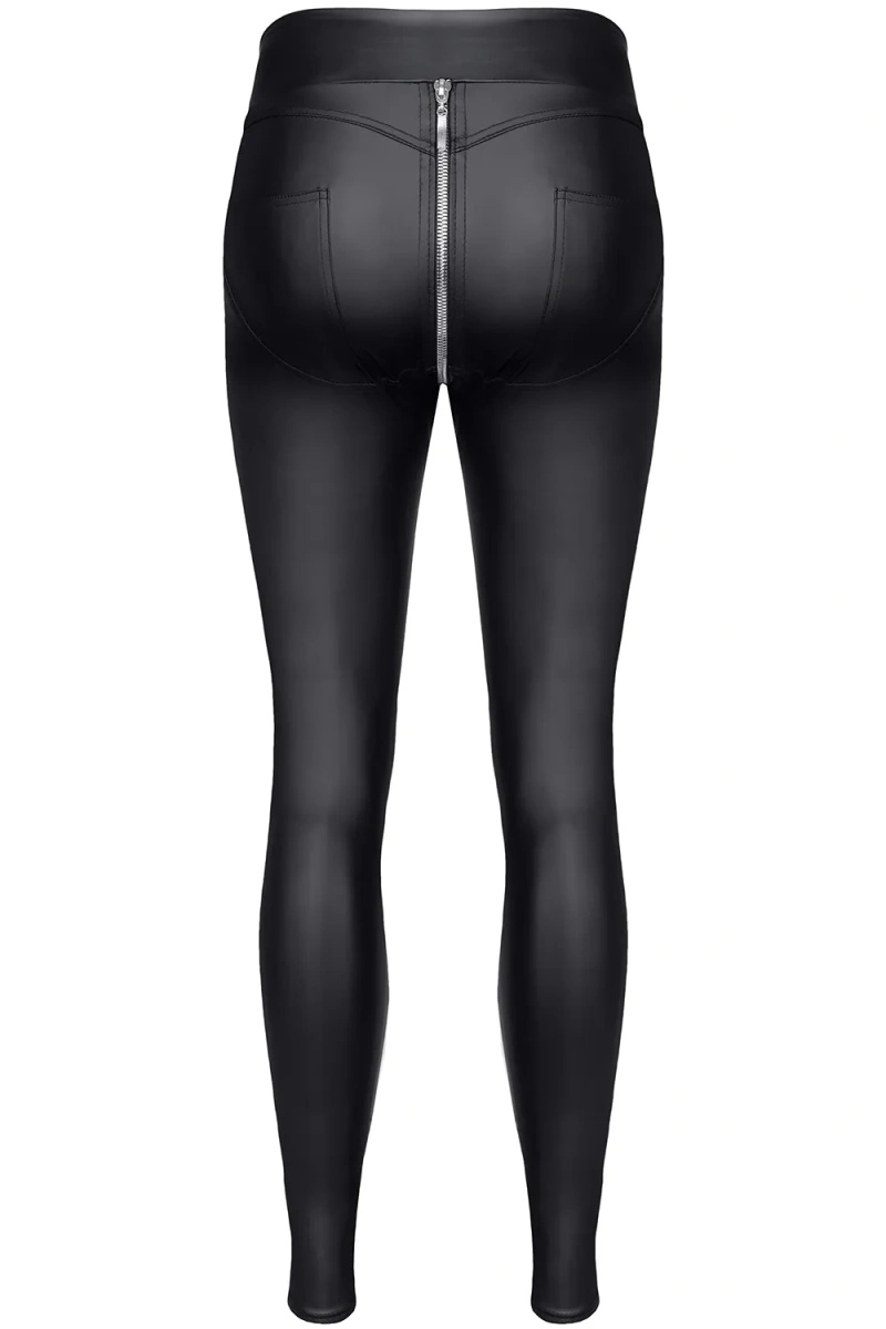 Legginsy Wetlook Ze Srebrnym Zamkiem Maddalena Czarne Demoniq