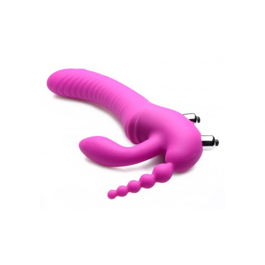 XR Brands Regal silikonowy strapless z wibracją, 3 funkcje