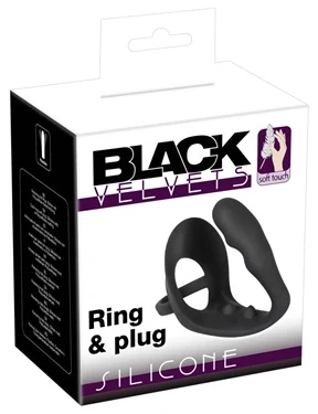 Black Velvets pierścień z korkiem do punktu P, silikonowy, czarny