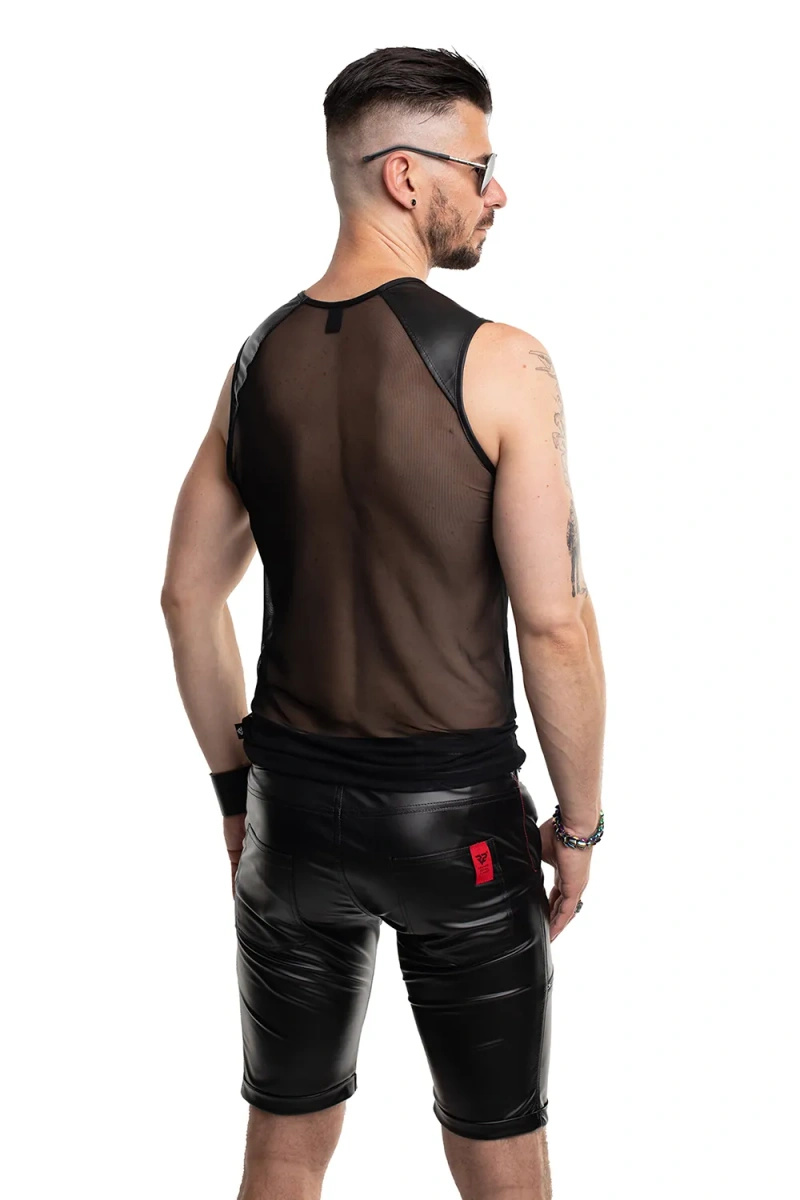 T-shirt Siateczkowy Z Ramionami Wetlook Tiziano Czarny Regnes