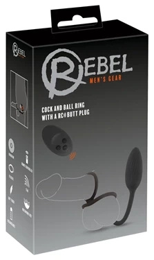 Rebel Cock and Ball Ring RC pierścienie z wibrującym korkiem analnym i pilotem, silikonowe