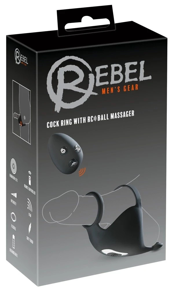 Rebel Cock Ring RC Ball – silikonowy pierścień z masażerem jąder, czarny