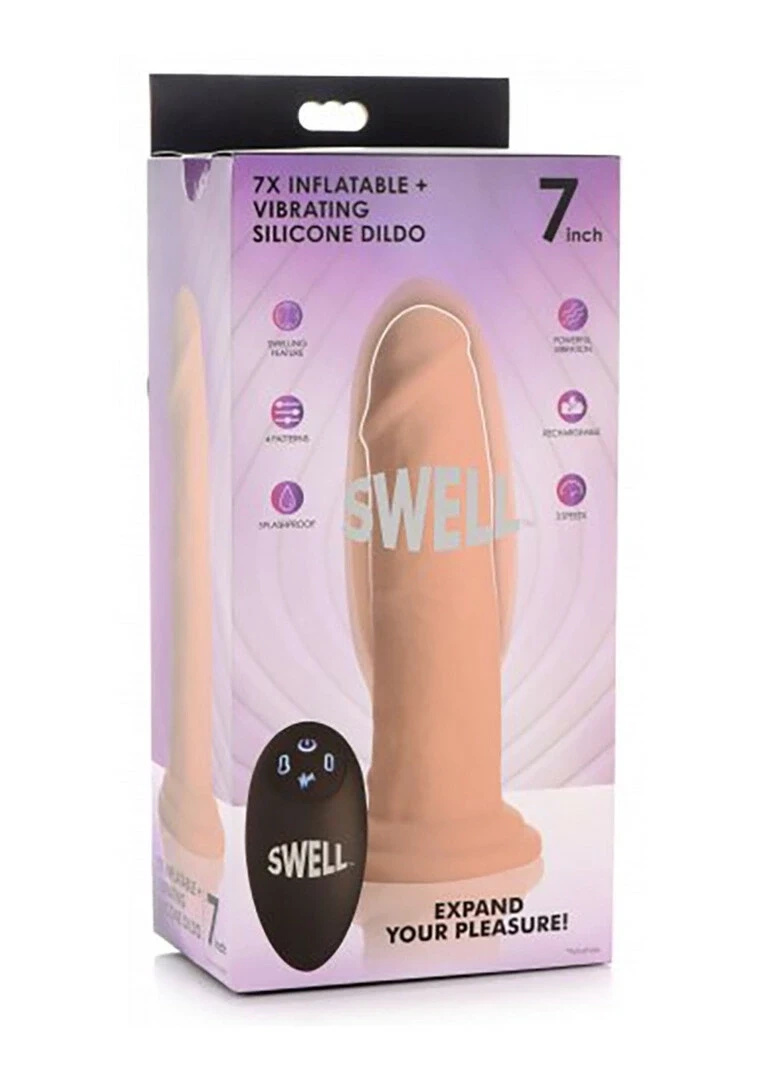XR Brands wibrator nadmuchiwany z pilotem, 18 cm, silikonowy