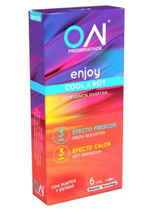 Okamoto Enjoy Cool & Hot - chłodzące i rozgrzewające, z wypustkami (6 szt.)