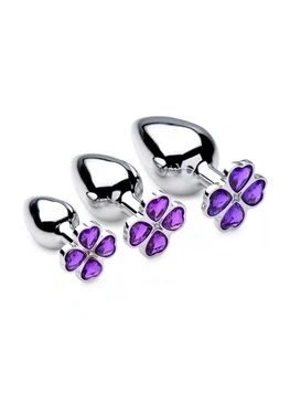 XR Brands Violet Flower zestaw anatomicznych korków aluminiowych 3 szt.