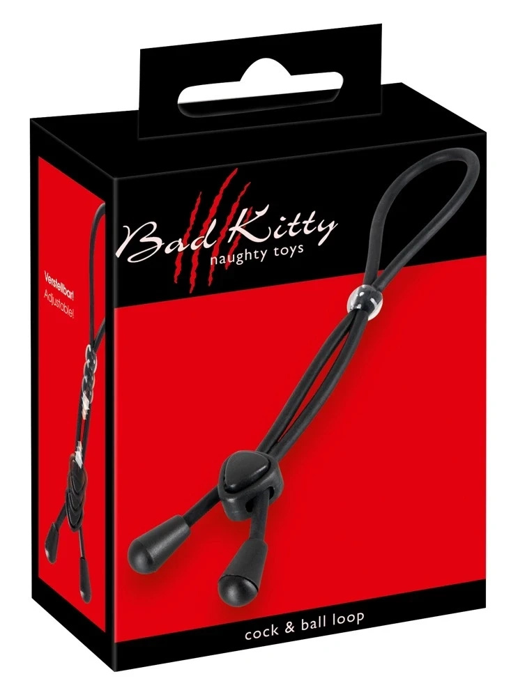 Bad Kitty pierścień regulowany z suwakiem czarny, silikonowy, 38 cm