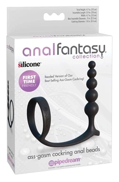 Anal Fantasy kulowy korek z pierścieniem silikonowy 12 cm, czarny