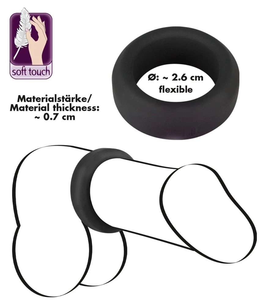 Black Velvets silikonowy pierścień do stymulacji 2,6 cm, czarny