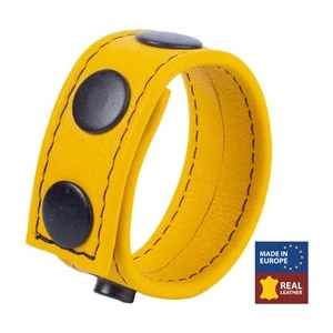 Red Leather Cocky – regulowany pierścień erekcyjny skórzany, żółty, szerokość 2,5 cm