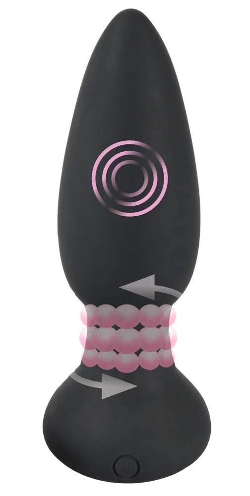 Black Velvets rotacyjny korek analny z pilotem 14 cm czarny, 7 trybów
