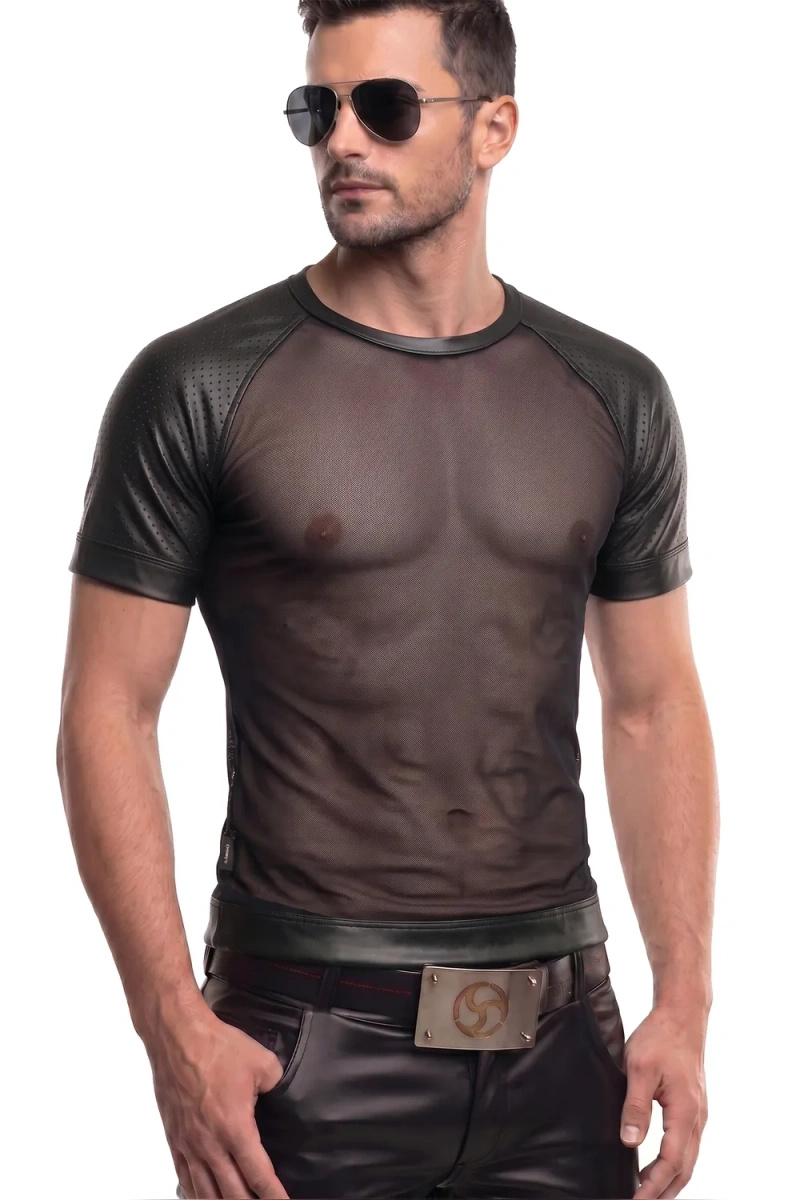 T-shirt Z Siateczki Z Perforowanymi Rękawami Dan Czarny Regnes