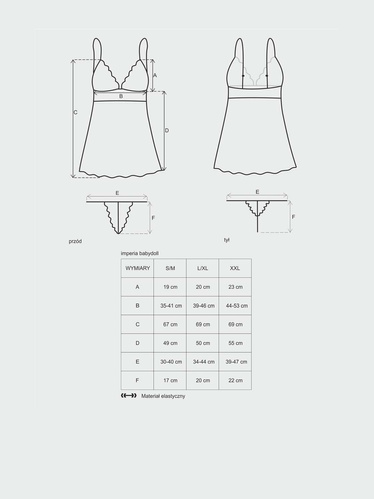Komplet Idillia babydoll i stringi - czarna - Obsessive