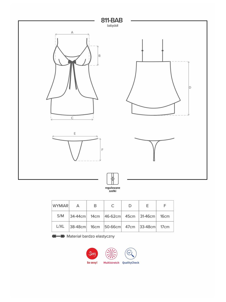 811-BAB-4 babydoll i stringi – brązowo-beżowa – urzekająca Obsessive