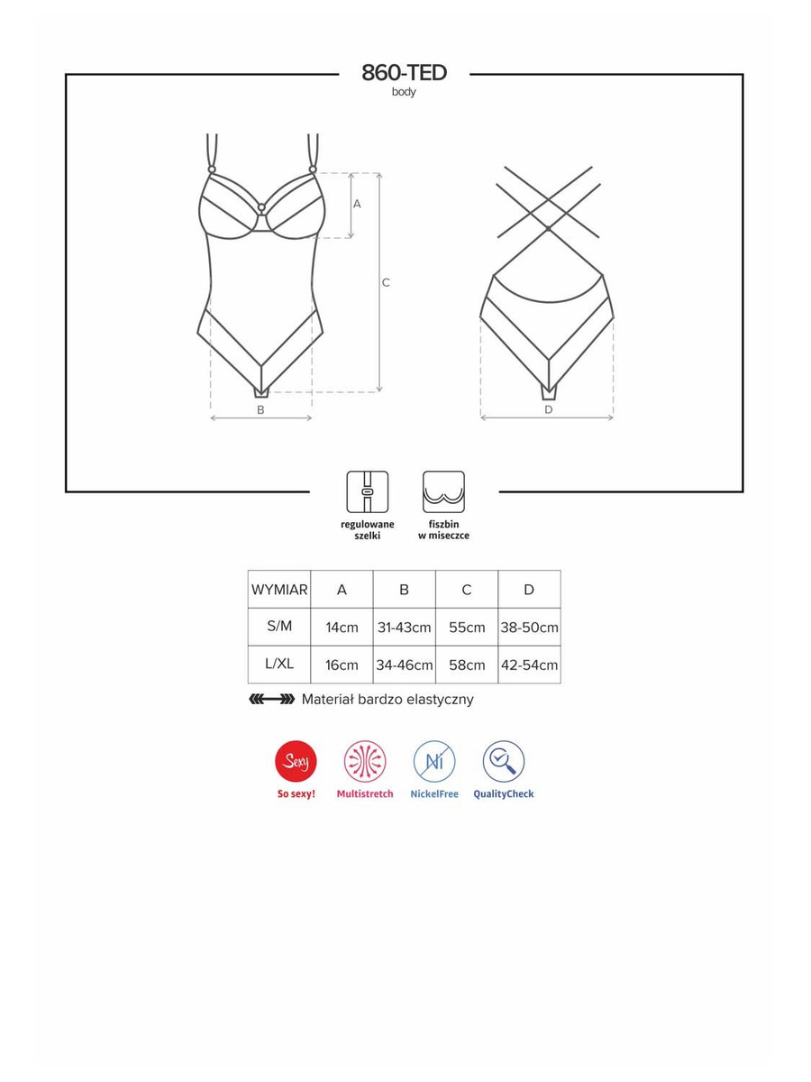 860-TED body czarne - cudowne doznania Obsessive