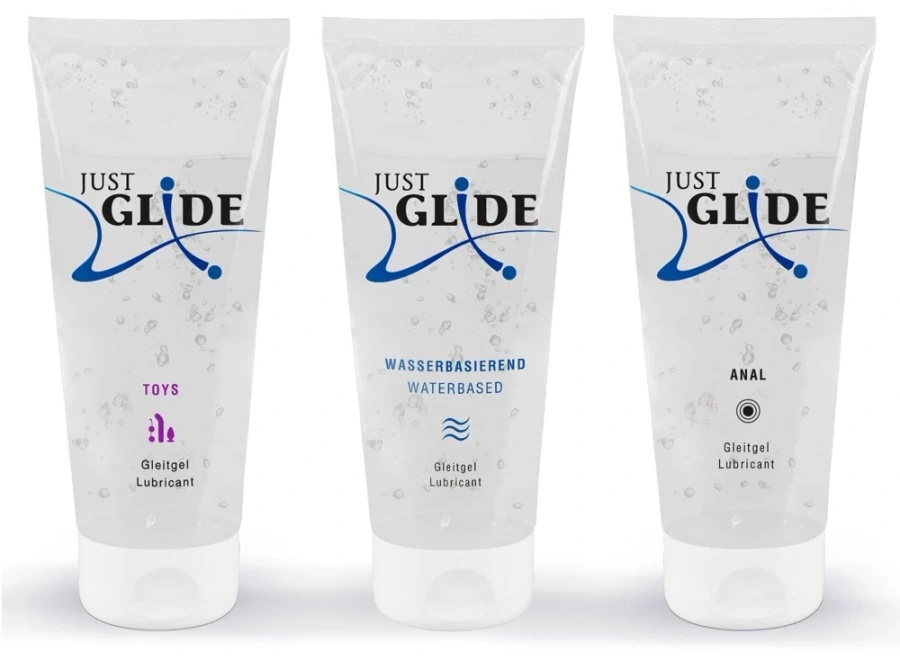 Just Glide zestaw 3 lubrykantów na bazie wody 3 x 200 ml – Anal, Toys, Waterbased