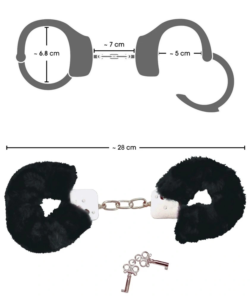 Bad Kitty kajdanki z pluszową osłoną czarne 28 cm