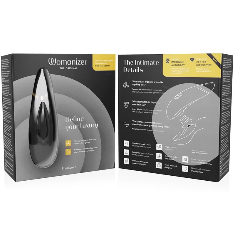 Womanizer Premium 2 czarny – intuicyjny stymulator powietrzny, 14 trybów