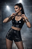 Szorty Wetlook Z Podwyższonym Stanem I Zamkami Alida Czarne Demoniq