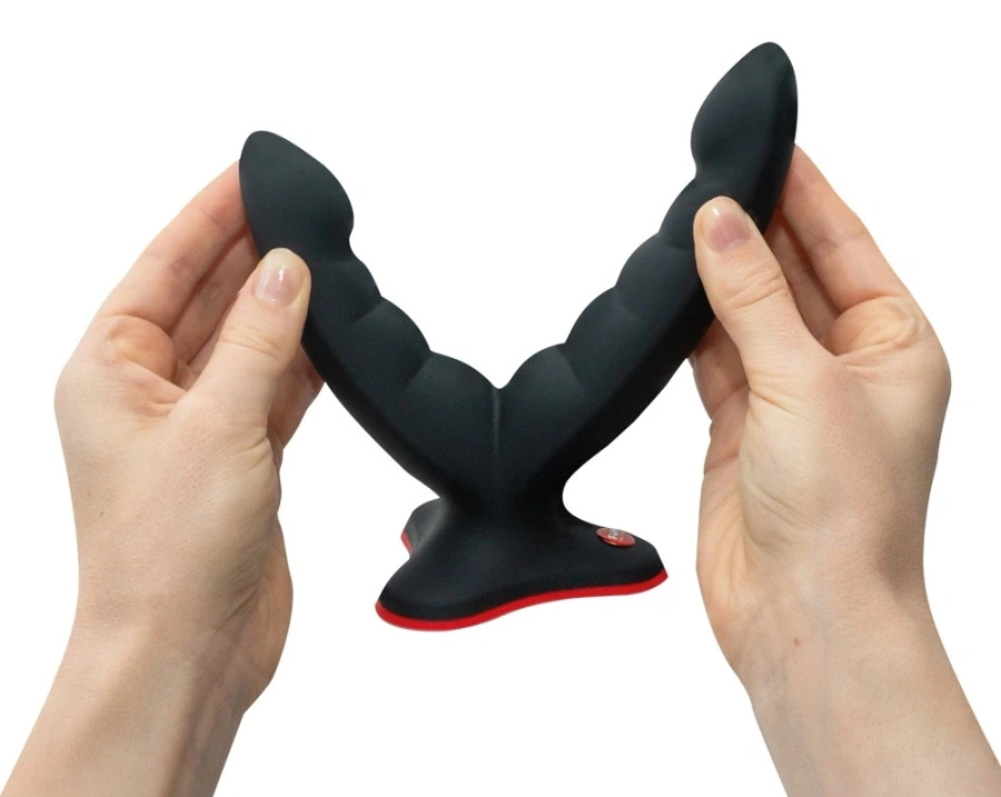 Fun Factory Ryde dildo podwójne z przyssawką, czarne, 12,3/10 cm