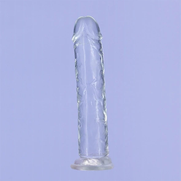 Addiction Crystal Addiction Vertical dildo z TPE 18 cm z przyssawką, przezroczyste
