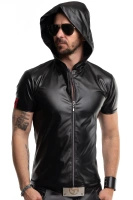 T-shirt Z Kapturem Wetlook Z Zamkiem Slim Fit Ettore Czarny Regnes