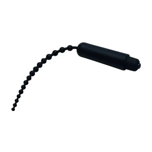 XR Brands wibrująca sonda cewkowa z koralikami, silikonowa 24 cm, czarna
