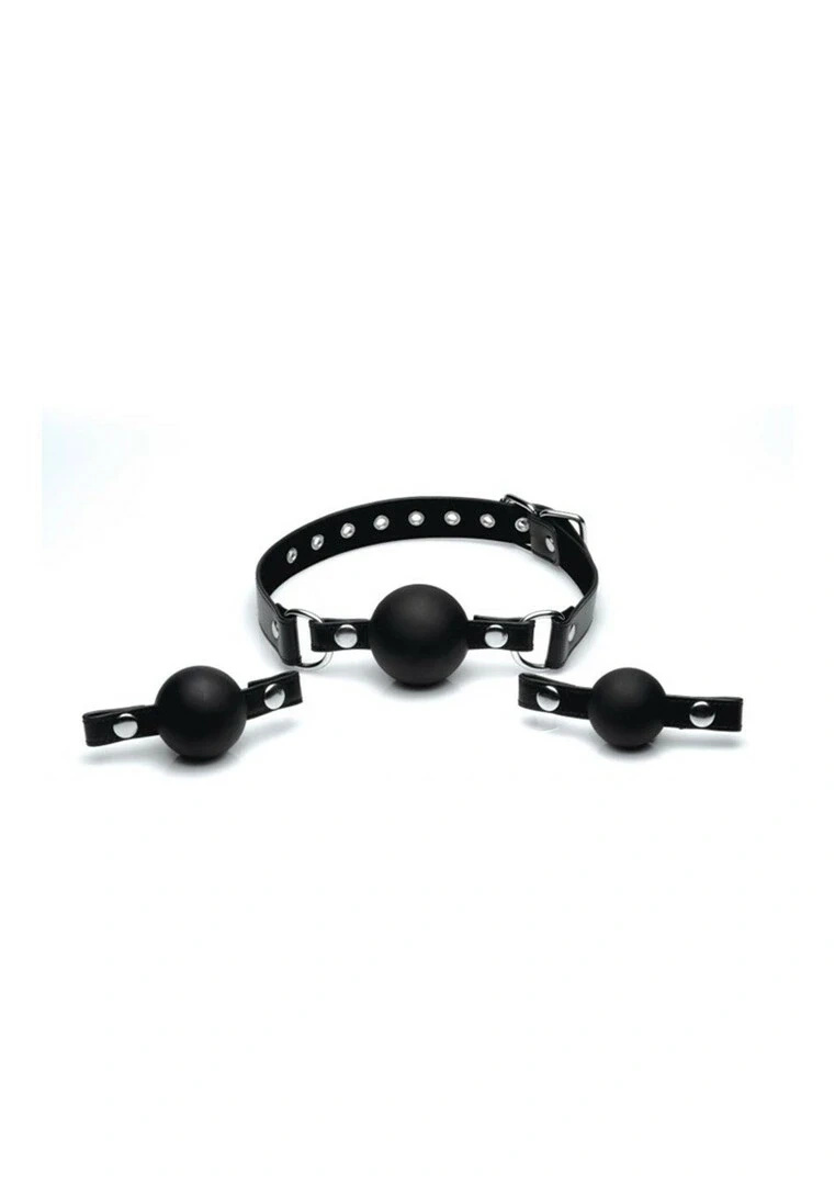 XR Brands BallGag System knebel z 3 wymiennymi silikonowymi kulkami