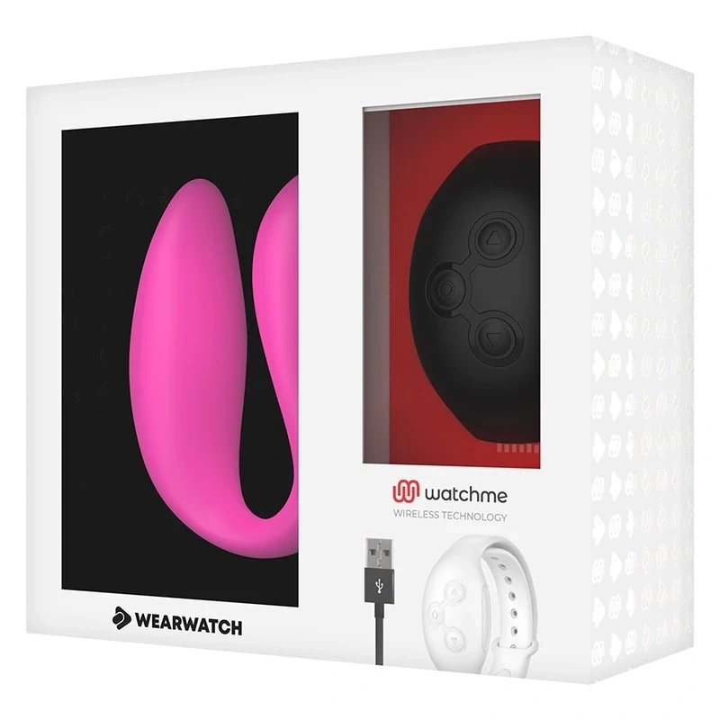 WEARWATCH WATCHME Dual Technology wibrator typu U z pilotem na nadgarstek, fuksja/czarny