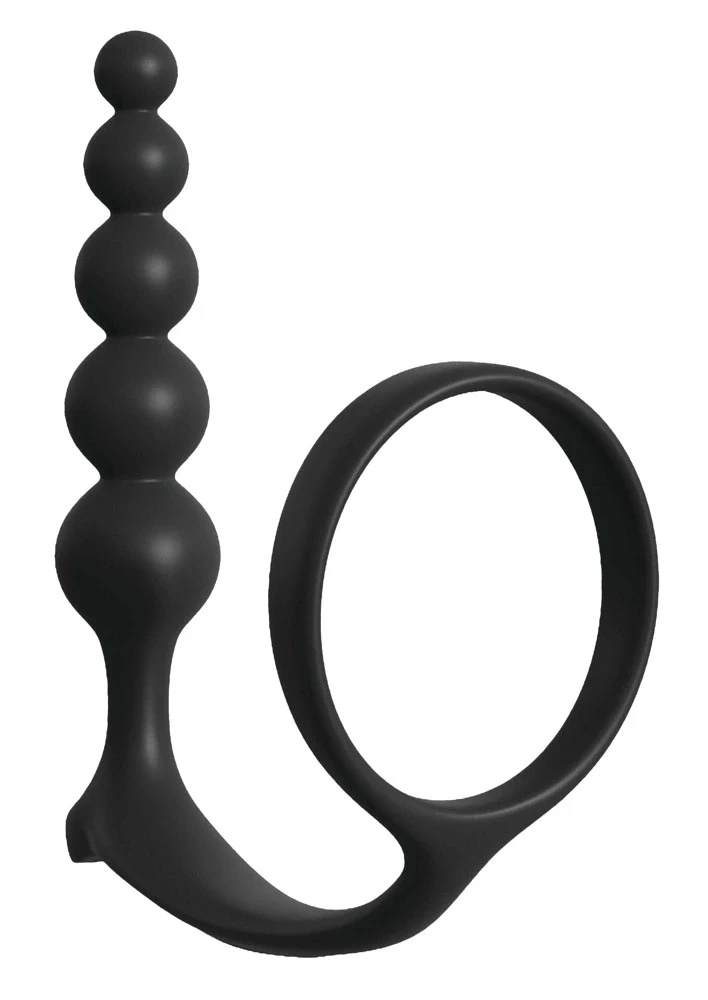 Anal Fantasy kulowy korek z pierścieniem silikonowy 12 cm, czarny