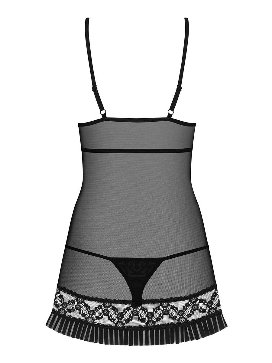  837-BAB-1 babydoll i stringi czarne - jak Ty to robisz?! Obsessive