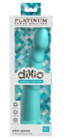 Dillio Platinum Slim Seven 19,7 cm dildo z rowkami, silikonowe, turkusowe