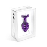 Diogol Ano Ribbed Purple 25 mm – aluminiowy korek analny z kryształem, fioletowy