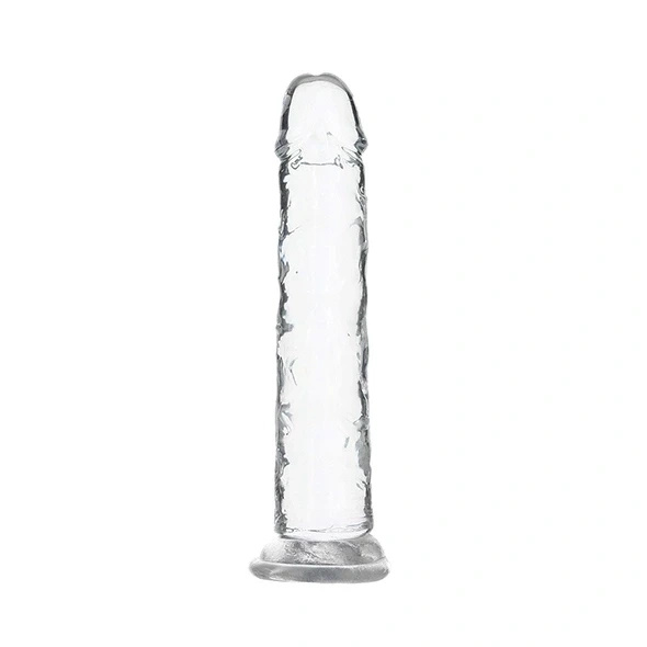 Addiction Crystal Addiction Vertical dildo z TPE 18 cm z przyssawką, przezroczyste