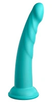 Dillio Platinum Slim Seven 19,7 cm dildo z rowkami, silikonowe, turkusowe