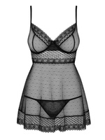 817-BAB-1 babydoll i stringi – czarne – uczta dla zmysłów Obsessive