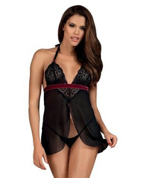 Rossita babydoll i stringi czarny - wyjątkowa noc Obsessive