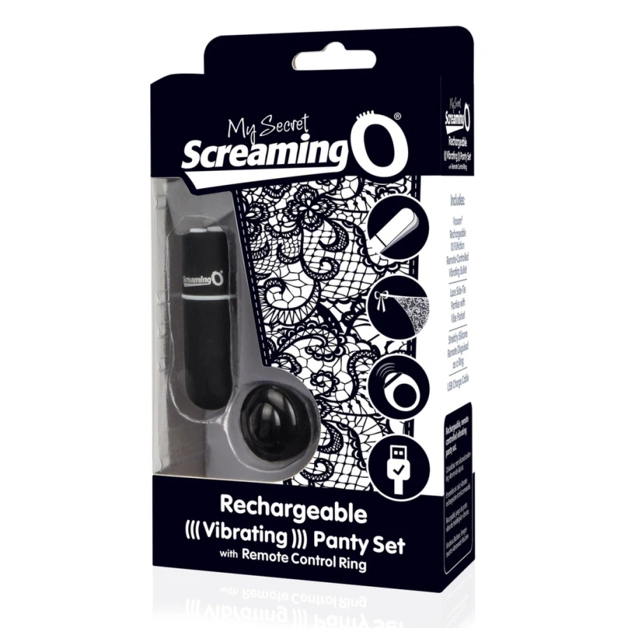 The Screaming O Charged Panty Vibe Black – majtki z wibratorem i pilotem, czarne